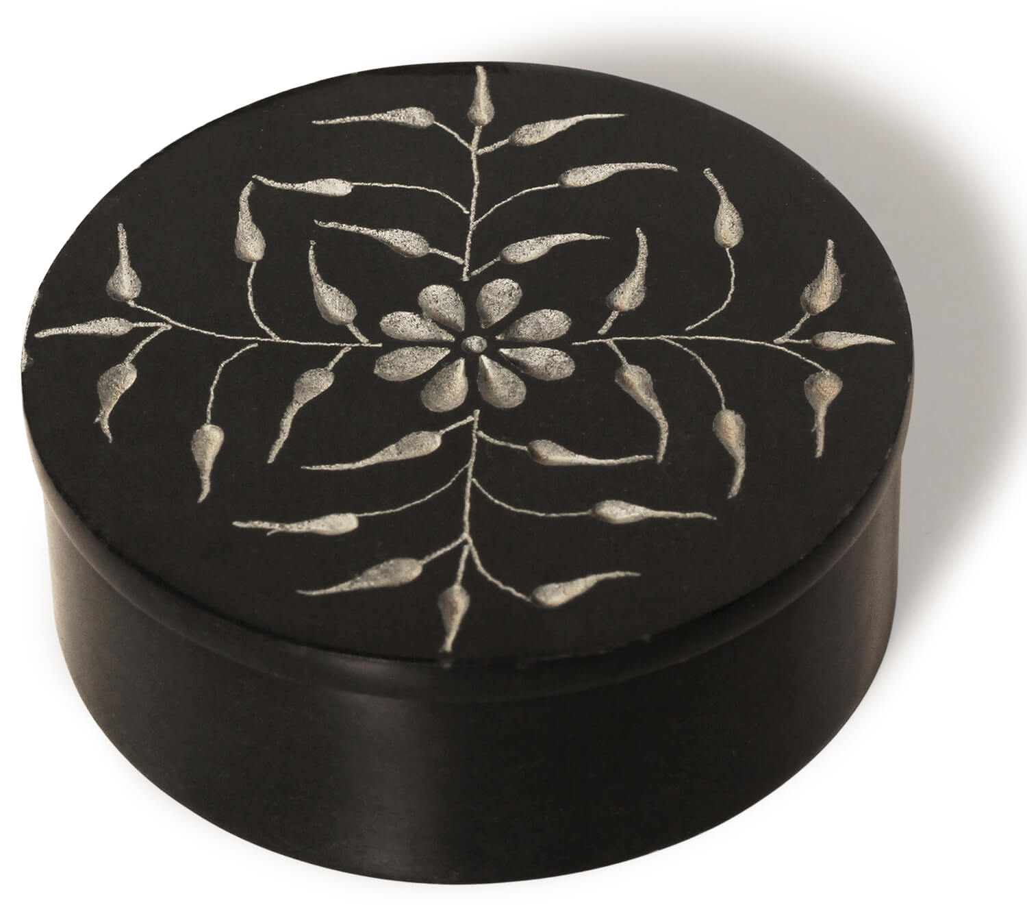 ArtistryBazaar Marble Jewelry Box Organizer - Decorative Trinket Box - Soapstone Hand carved leaf Design - Keepsake Box Anniversary Housewarming Gifts For Women